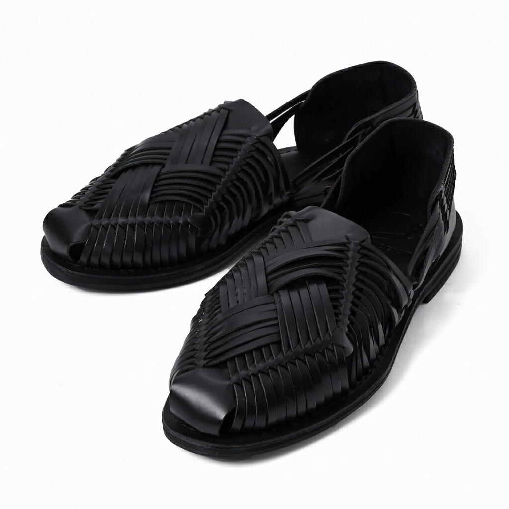 【★ポイント10倍！】 Si -shoeism- DE6301 [ Huaraches ] ALL BLACKシューイズム ワラッチ サンダル レザー カジュアル｜SHOEISM