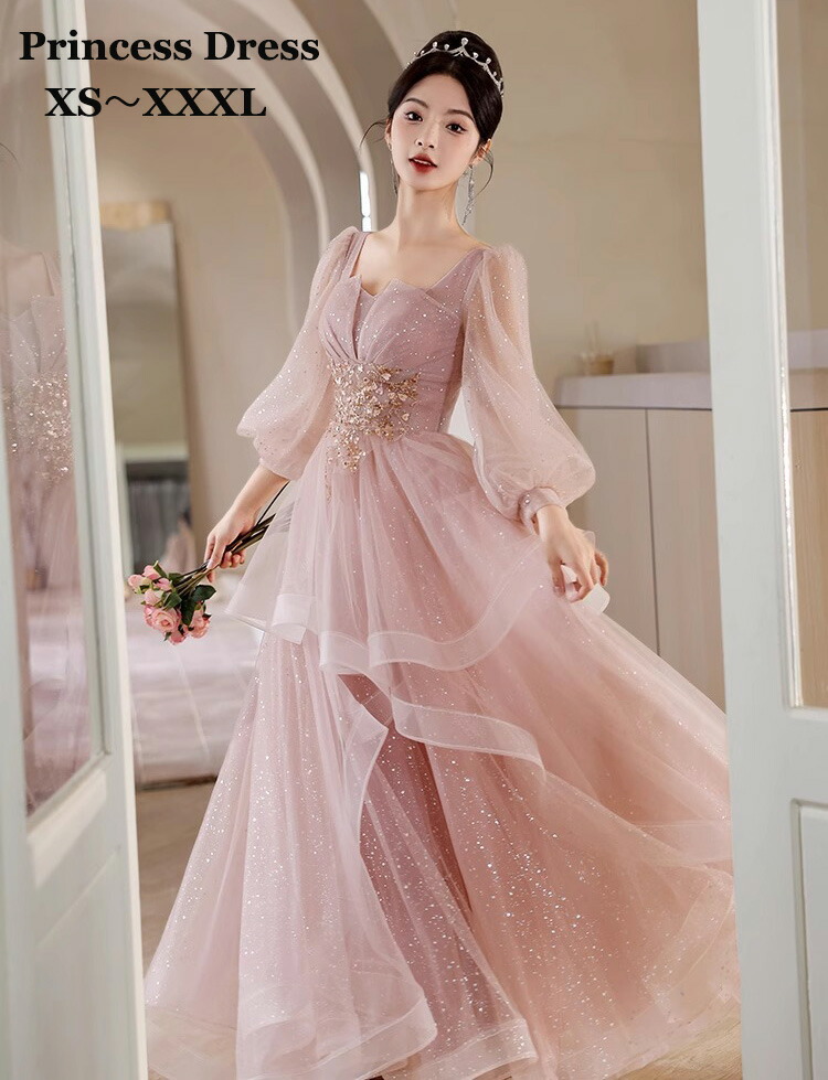 豪華ドレス✨結婚式/パーティー/発表会用キラキラ仕様 ロングドレス パーティードレス キラキラ 母親 大きいサイズ