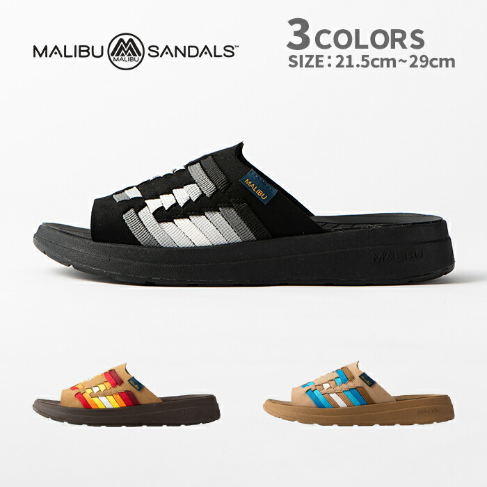 【SALE】MALIBU SANDALS マリブサンダルズ THUNDERBIRD SLIDE サンダル ブラック ブラウン MS220 【返品不可】画像