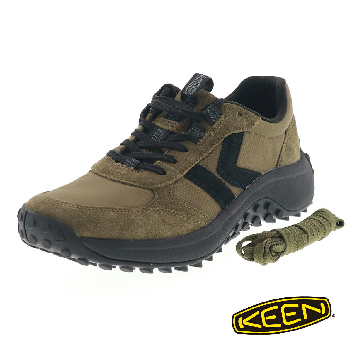 KEEN キーン メンズ スニーカー ローカット ケーエス86 KS86 1031797 Dark Olive/Black ダークオリーブ レザー メッシュ 替え紐付き|靴のシューマート