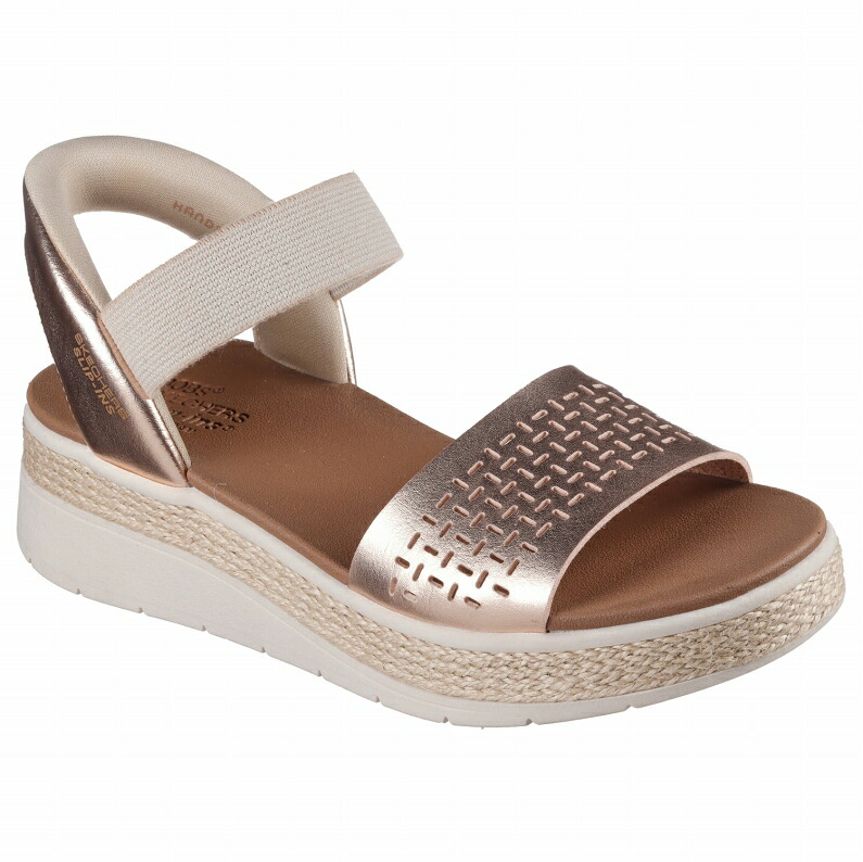 SKECHERS スケッチャーズ レディース サンダル スリップインズ ボブス サン レイ ステップ アサイド 114415 RSGD ローズゴールド｜靴のシューマート