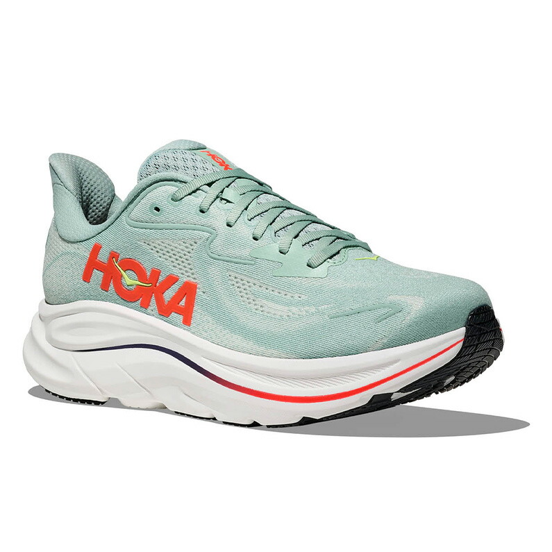 HOKA ホカ CLIFTON 10 クリフトン 10 メンズ ランニングシューズ D SGNN SAGE NEON FLAME 1162030 グリーン系 セージ 運動靴 軽量 マラソン ジョギング
