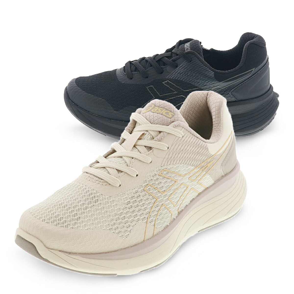 ASICS アシックス KNEESUP W 020 アシックス レディース ウォーキングシューズ ニーズアップ 幅広4E 脱ぎ履き簡単 ジップアップ付き 1242A020 ベージュ/ブラック|靴のシューマート