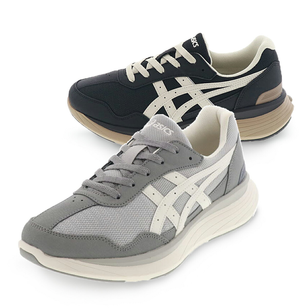 ASICS アシックス KNEESUP M011 メンズ ウォーキングシューズ ニーズアップ 幅広 4E ニット調メッシュ 1241A011 グレー・オフホワイト/ブラック×ベージュ