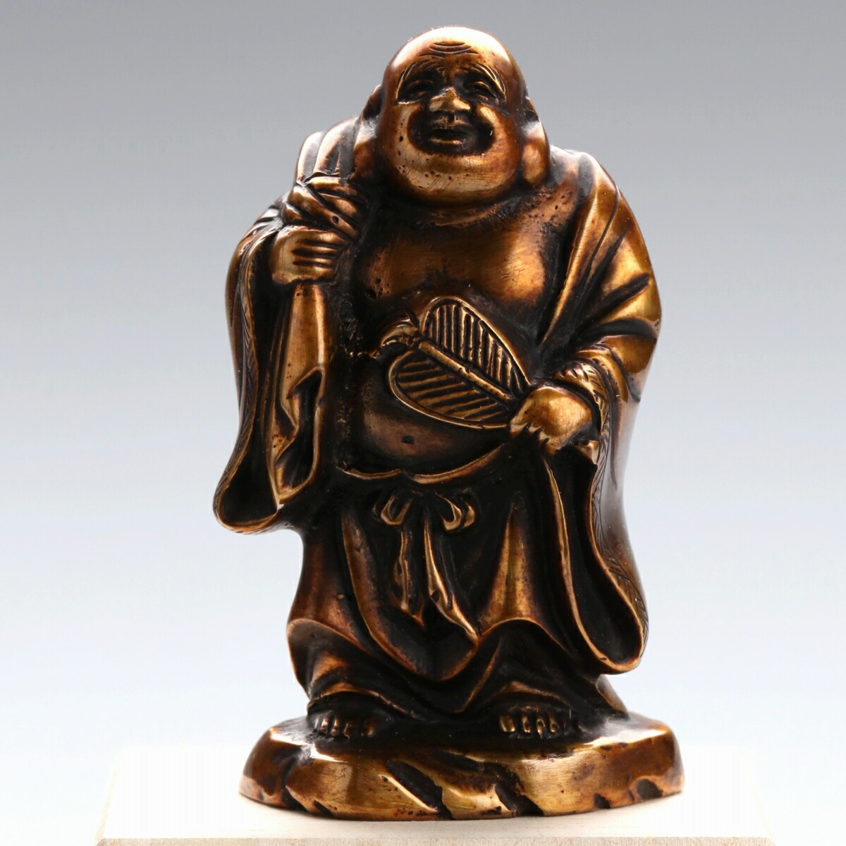 布袋尊　置き物　縁起物　貴重品 縁起物 置物 七福神 布袋尊 シルキーゴールド 日本製 送料無料