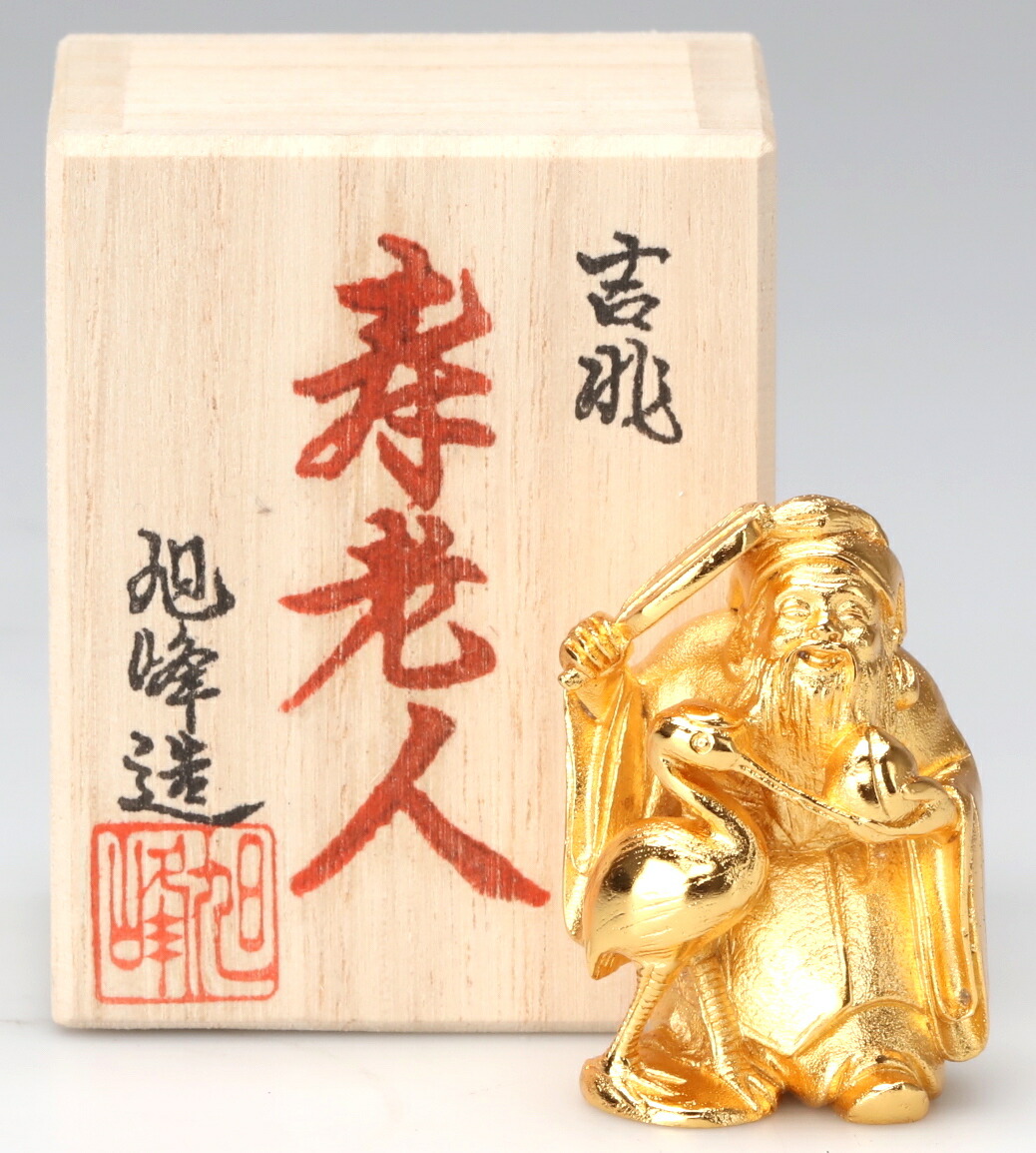 楽天市場】縁起物 置物 七福神〔福禄寿〕シルキーゴールド 日本