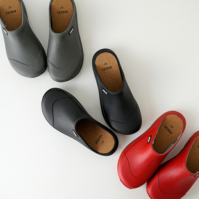 AIGLE エーグル コーレイ クロッグ CORLAY レインシューズ レディース 靴 avocat(アボカ)-black(ブラック)-poivron(レッド)