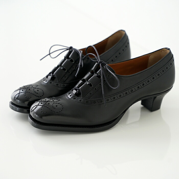 パンプス 24.0 黒 ブラック C-2038 ショセ chausser chausser（ショセ）＊チェーンステッチラウンドトゥパンプスC-2038 靴