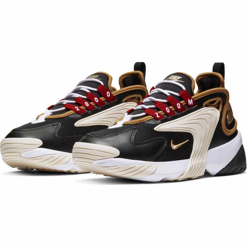 nike zoom 2k trainers in black and gold