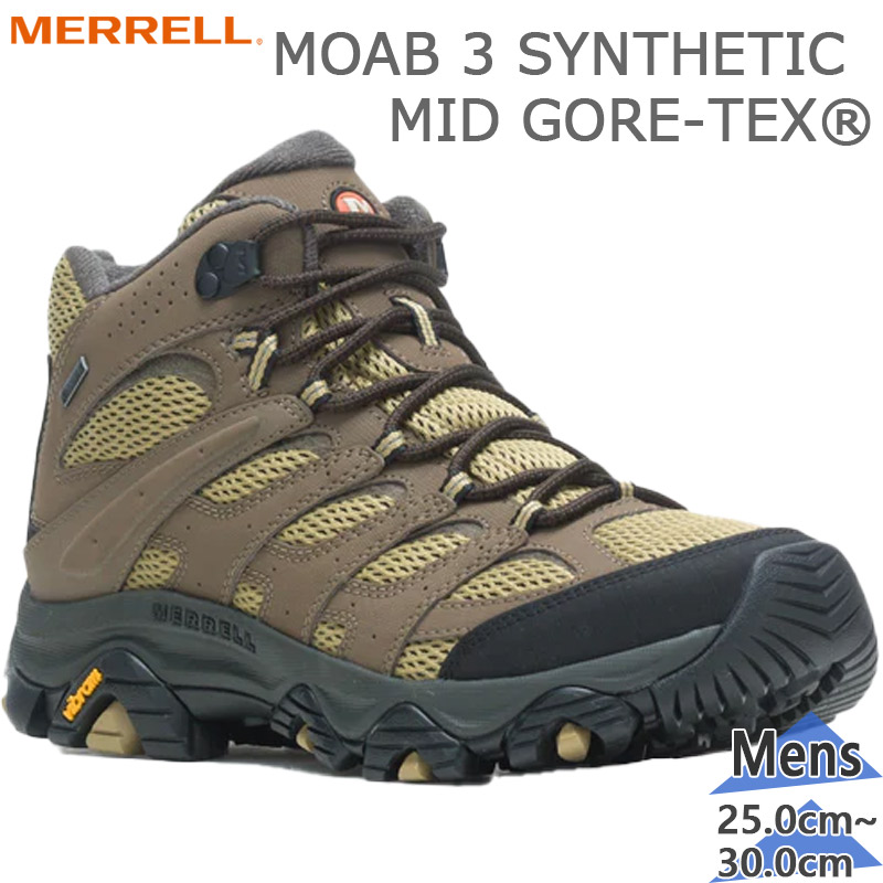 メレル メンズ MOAB 3 SYNTHETIC MID GORE-TEX スニーカー 靴 シューズ ゴアテックス 透湿雨合羽 ヴィブラムソール 貨物輸送無料 MERRELL M500255