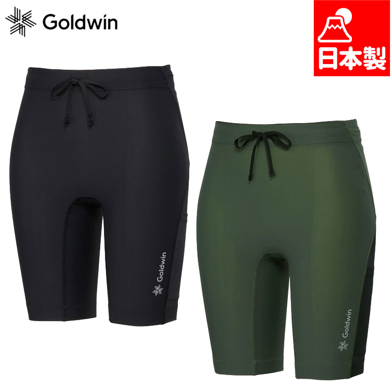 ゴールドウィン レディース インパクトエアーカーゴハーフタイツ(C3fit/レディース) アパレル ランニング 長距離 ポケット メッシュ 軽量 UVガード ブラック 黒 グリーン 緑 送料無料 Goldwin GCW15152