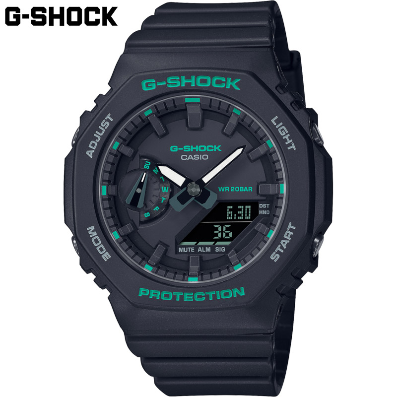 国内正規品 カシオ レディース G-SHOCK Gショック 時計 ウォッチ 腕時計 衝撃に強い 20気圧防水 ブラック グリーン 2100 Series カジュアル 送料無料 CASIO GMA-S2100GA