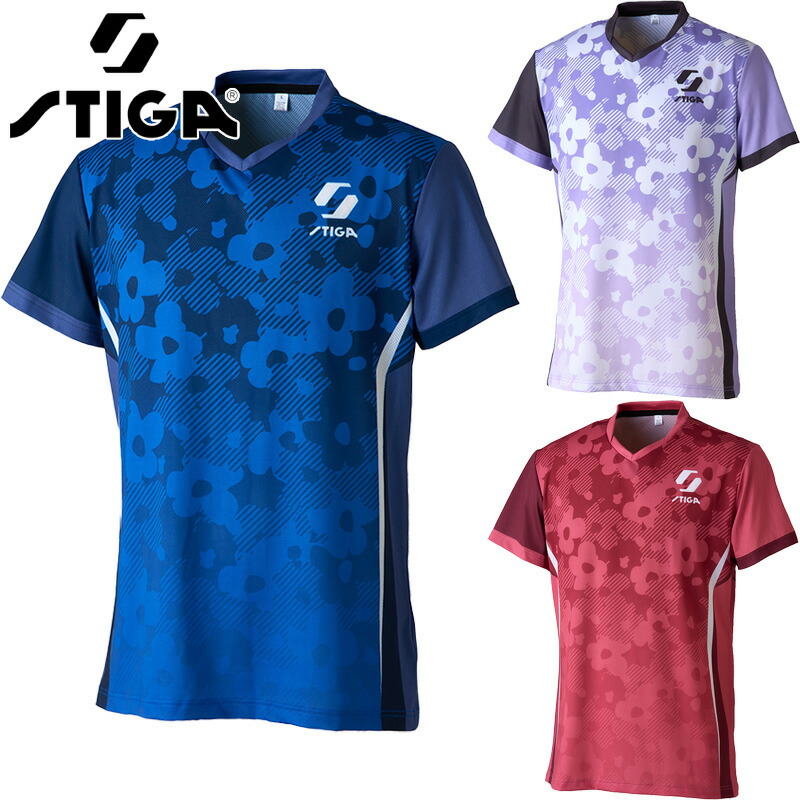 スティガ メンズ レディース STIGA SHIRT KR- VIII 卓球 ウェア 競技 トップス 半袖 シャツ ネイビー 送料無料 STIGA