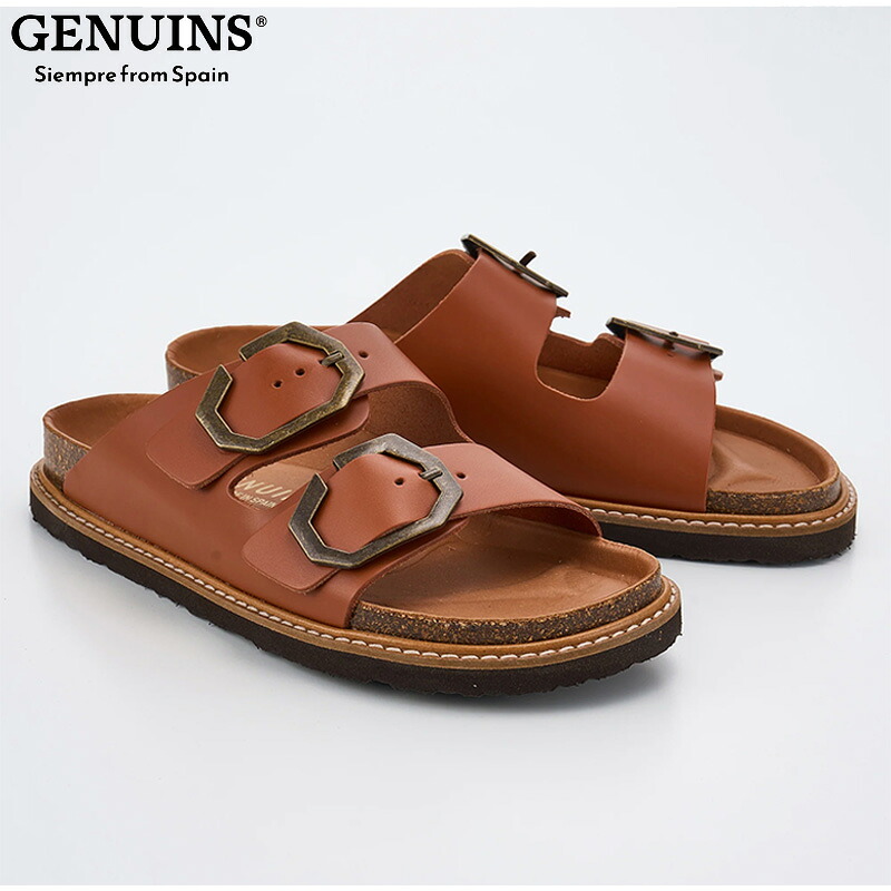 GENUINS レディース GENUINS GALIA バックル付きサンダル 靴 シューズ コンフォート 歩きやすい 疲れにくい ブラウン 茶色 送料無料 GENUINS G104864JT|シューズ愛ランド 店