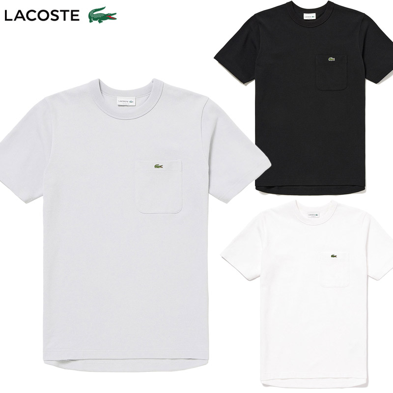 ラコステ メンズ 鹿の子地ポケット半袖Tシャツ アパレル クラシックフィット ワンポイント クルーネック ホワイト 白 ブラック 黒 グレー 灰色 送料無料 LACOSTE TH492199
