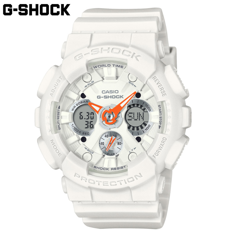 国内正規品 カシオ レディース G-SHOCK Gショック 時計 ウォッチ スタイリッシュ スポーティー コンパクトサイズ 20気圧防水 夏 ホワイト オレンジ 送料無料 CASIO GMA-S120SA