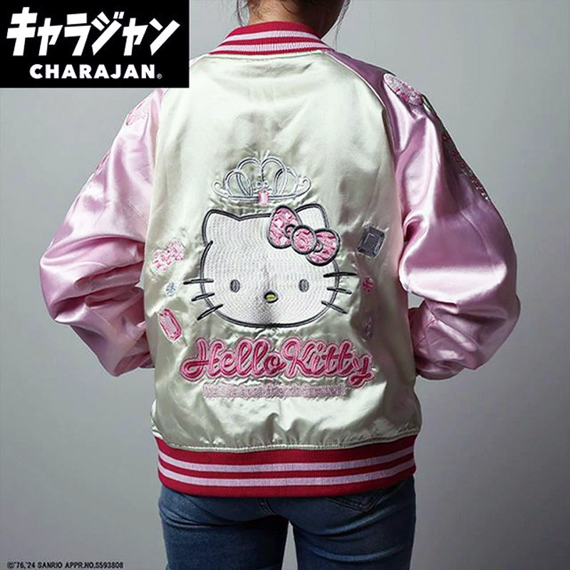 キャラジャン charajan 丸眞 メンズ レディース ハローキティ ジュエリーリボン アパレル hello kitty サンリオ sanrio ジャケット スカジャン ピンク 送料無料 MARUSHIN 3825013700
