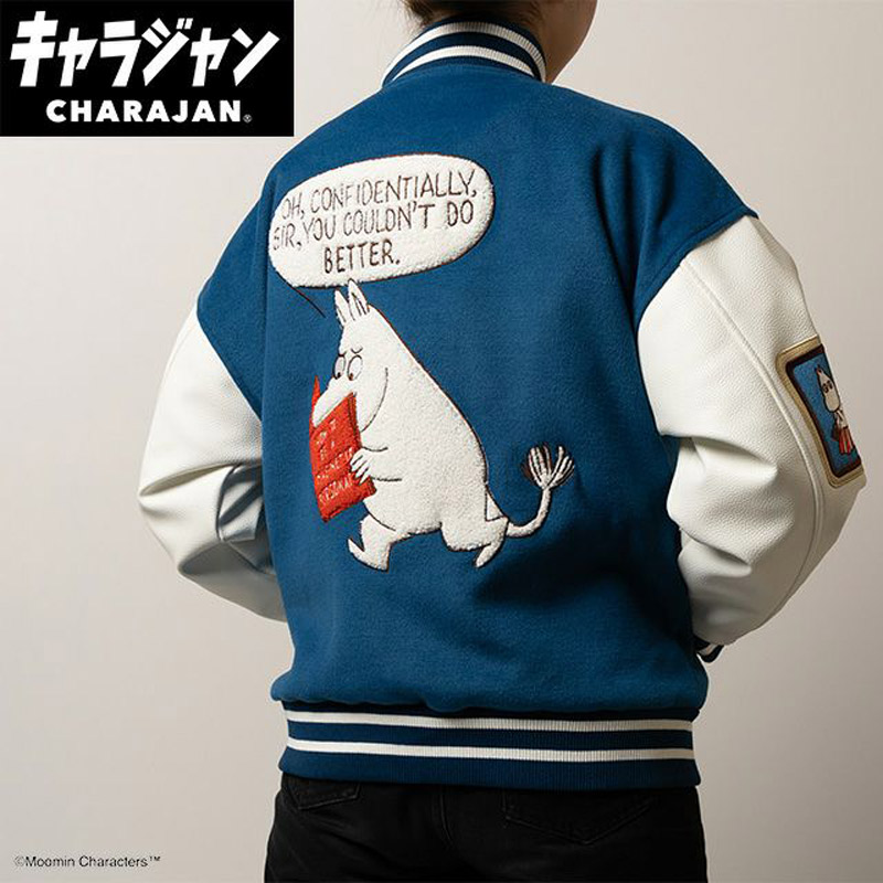 キャラジャン charajan 丸眞 メンズ レディース ムーミン ワッペンムーミン アパレル スタジャン キャラクター お土産 カジュアル ブルー 青 送料無料 MARUSHIN 1425035000