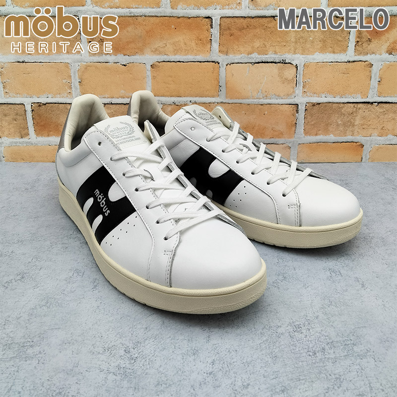 100周年記念モデル mobus HERITAGE モーブス メンズ MARCELO マルセロ スニーカー 靴 シューズ 日本製 MADE IN JAPAN あしなが効果 レザー 本革 ホワイト 白 送料無料 mobus MJ-2421
