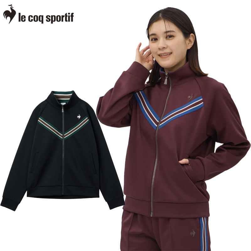 ルコックスポルティフ le coq sportif デサント レディース ヘランカヴィンテージカノコジャージジャケット アパレル ジャージ 吸汗 スタンドカラー ネイビー レッド 赤 送料無料 DESCENTE LU5FJG10L