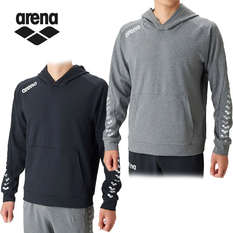 アリーナ デサント メンズ レディース スウェットパーカー アパレル arena 水泳 チームウェア ストレッチ性 ウィンドアイテム チームオーダー ブラック 黒 グレー 灰色 送料無料 DESCENTE AS6SSW30U