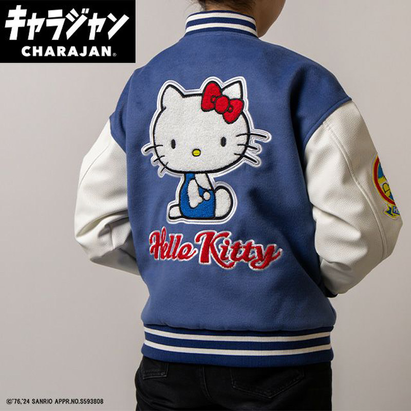 キャラジャン charajan 丸眞 メンズ レディース ハローキティ カジュアルライフ アパレル sanrio サンリオ キャラクター スタジャン 刺繍 上着 ブルー 青 送料無料 MARUSHIN 3825018900