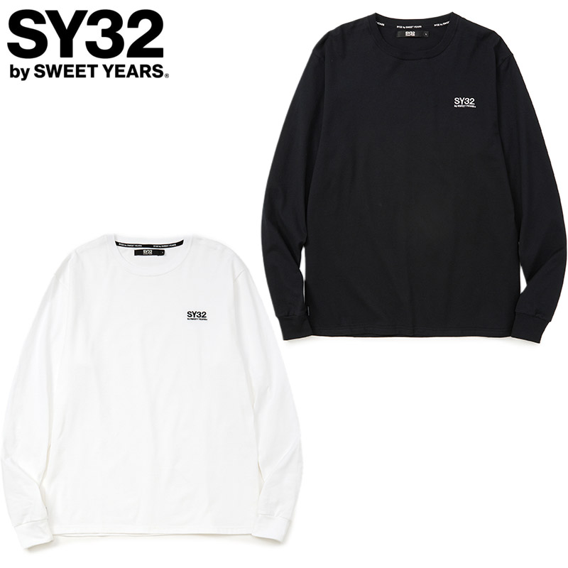 SY32 メンズ EMBROIDERY ベーシック LOGO L/S TEE 御召しもの 心地好い トップス 長袖 プルオーバー 分かりやすい 白いこと 白 黒いこと 黒 貨物輸送無料 SYthirty-two 15511J
