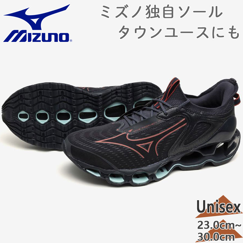 ミズノ メンズ レディース ウエーブプロフェシー14 スニーカー 靴 シューズ 駈けっくら 町若い者 黒いこと 黒 貨物輸送無料 Mizuno J1GC2551