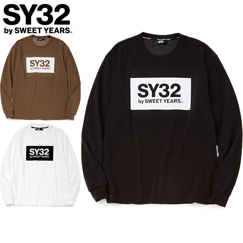 SY32 メンズ FLOCKY BOX LOGO FLEECE L/S TEE アパレル カジュアル トップス 長袖 運動 スポーツ ホワイト 白 ブラック 黒 ブラウン 茶色 送料無料 SYthirty-two 15512J|シューズ愛ランド 店