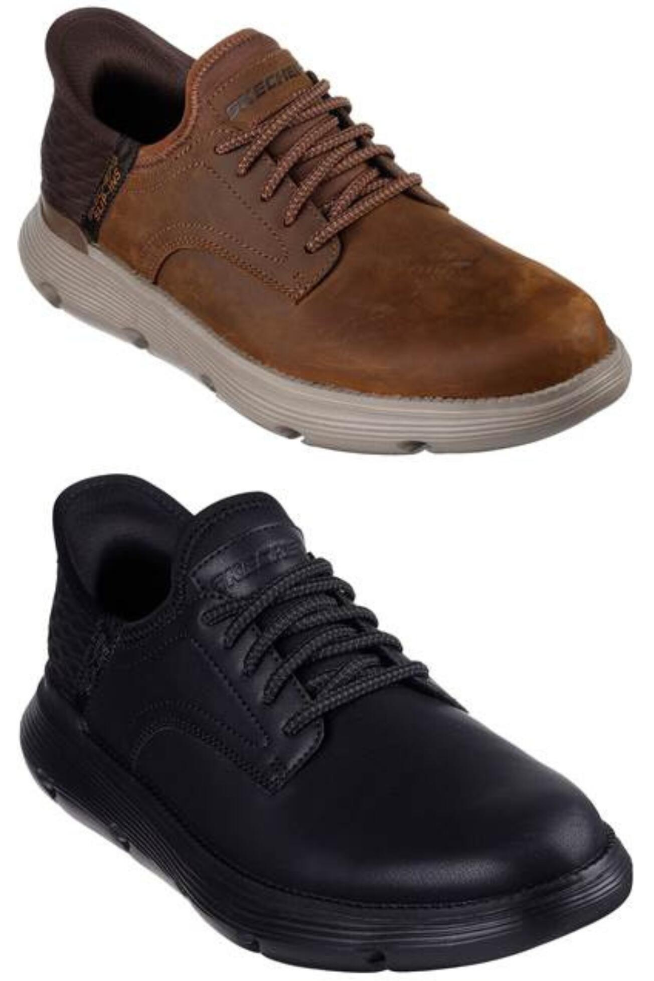 Skechers Slip-ins GARZA-GERVIN 205046 スケッチャーズ スリップインズ ガルザ - ガービン BBK ブラック CDB ダークブラウン MENS メンズ バンジーレース ゴムひも スリッポン