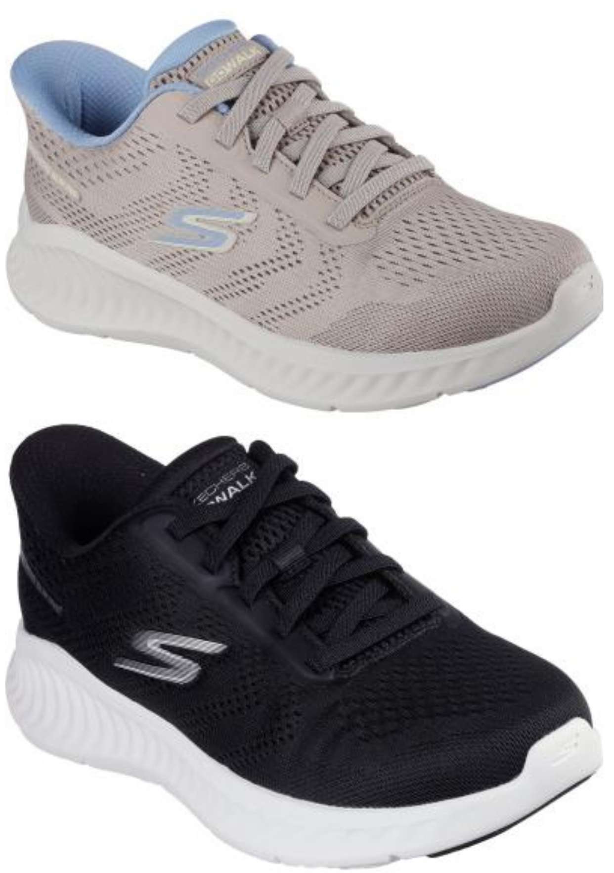 SKECHERS Slip-ins GO WALK NOW-KHLOE 125643 スケッチャーズ スリップインズ レディース：ゴーウォーク ナウ - クロエ BKW 黒いこと/白いこと TPBLトープ/青碧 LADIES レディス 予防医学吊りひも