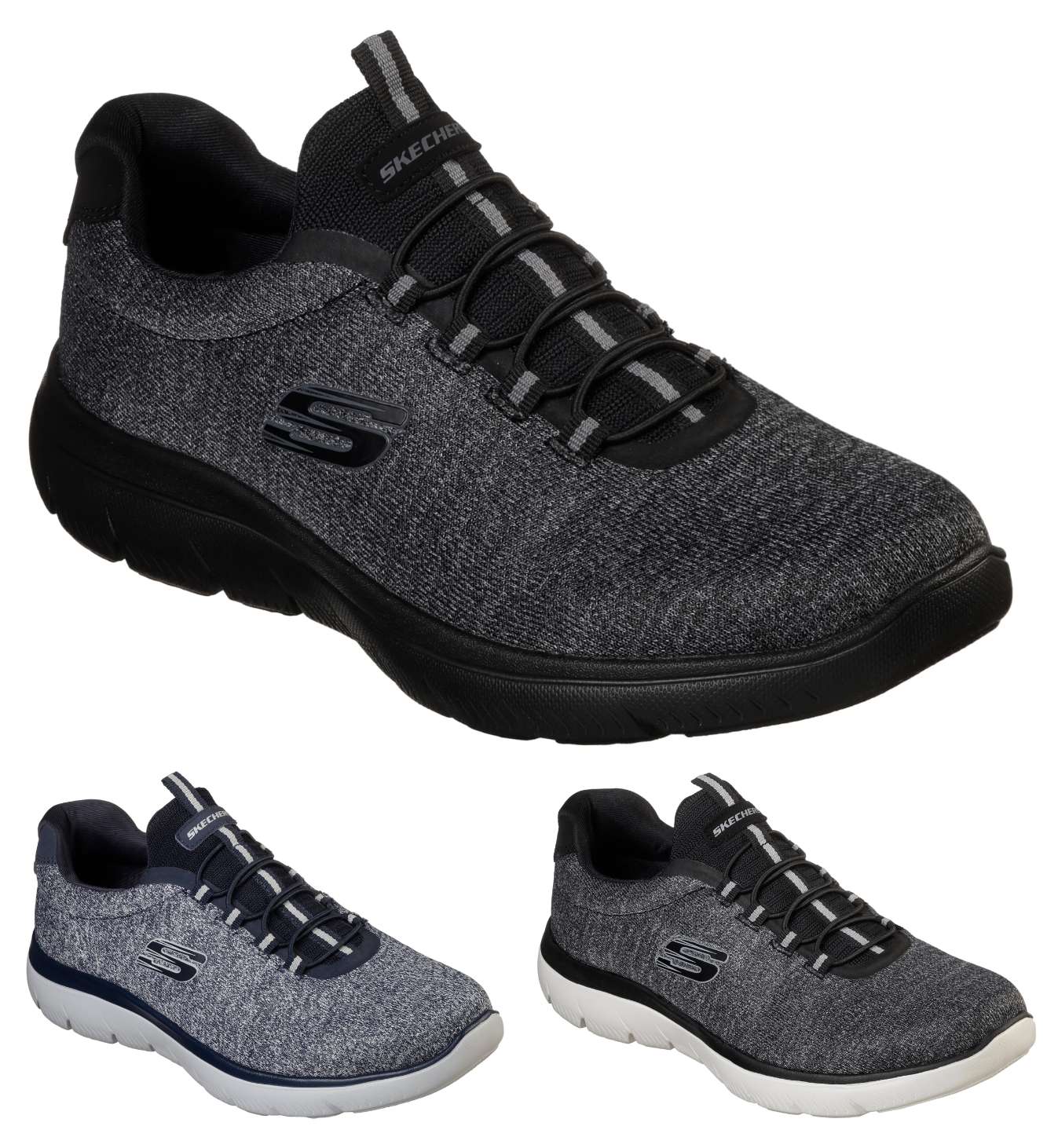 Skechers Summits Forton 52813W スケッチャーズ サミッツ フォートン WIDE FIT ワイドフィット(4E相当) BBK ブラック BKW ブラックホワイト NVY ネイビー スリッポンタイプ バンジーレース ゴムひも