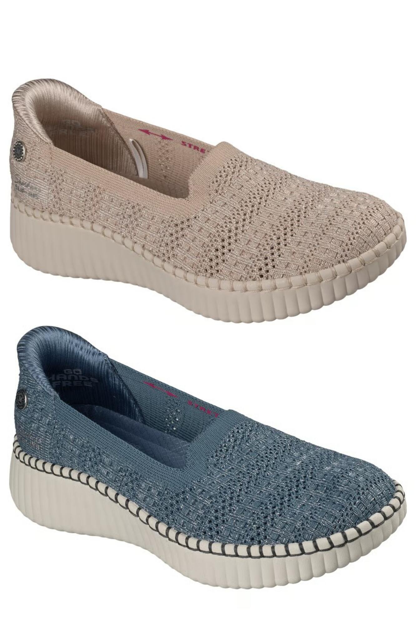 SKECHERS Slip-ins WILSHIRE BLVD-GLIMMER STEP 100823 SLT TPE マーサ・スチュワートｘスケッチャーズ スリップインズ： ウィルシャー BLVD - グリマー ステップ トープ スレート 22.0cm～25.5cm WOMENS ウィメンズ レディス スリッポン バレエシューズ