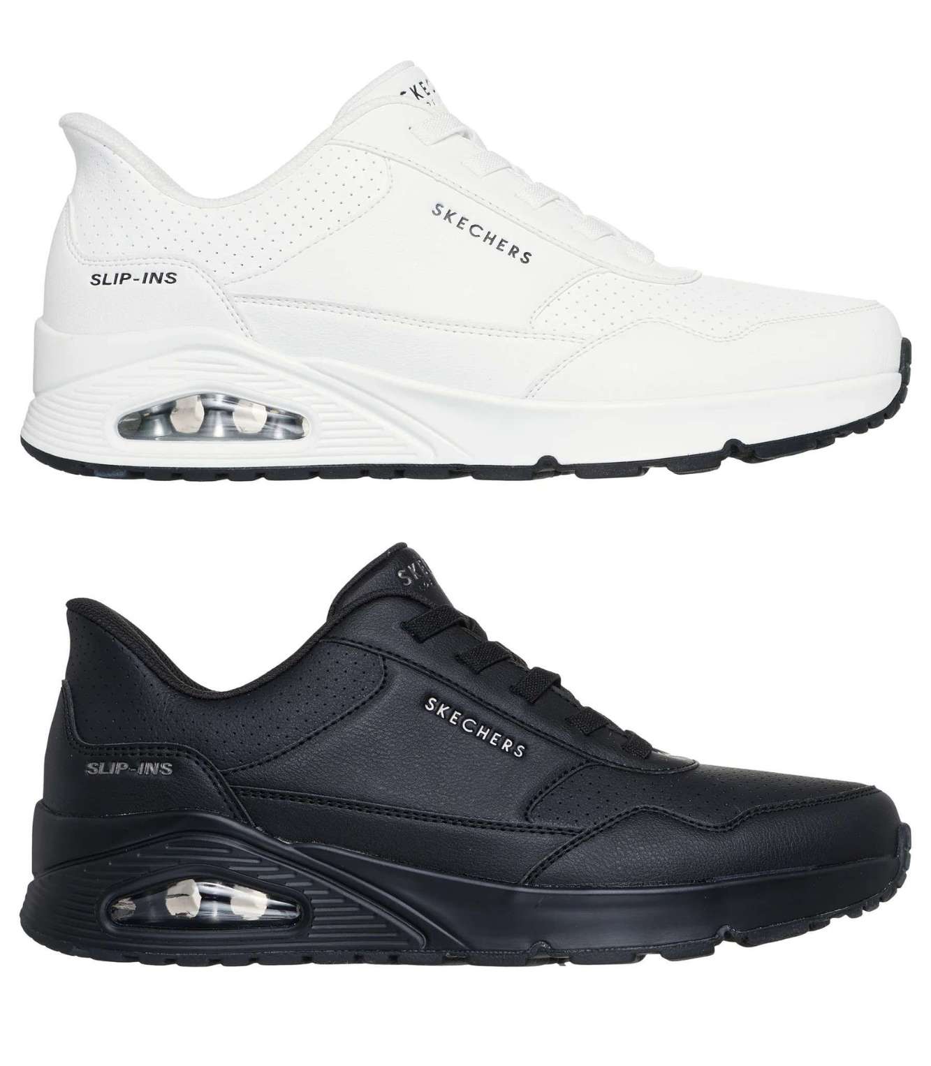 SKECHERS Slip-ins UNO-BANKSIA LUXE 183023W WIDE FIT スケッチャーズ スリップインズ  ウノ バンクシア ラックス 広広とした填まる 幅ひろい  4E 相当 MENS メンズ  BBK 黒いこと WHT 白いこと 24.5糎～28.0糎 天然ゴム吊りひも手合い