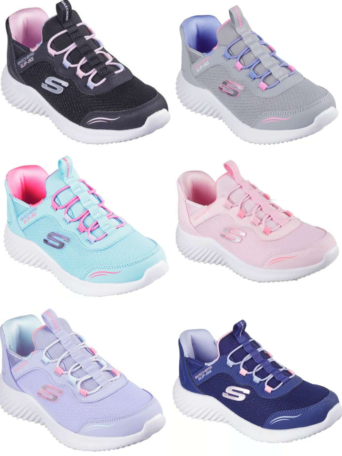 SKECHERS Slip-ins BOUNDER-SIMPLE CUTE 303585L スケッチャーズ スリップインズ:バウンダー - シンプル キュート バンジーレース ゴムひも スリッポン スケッチャーズスニーカー KIDS キッズ BLK ブラック LTPK ライトピンク LAV ラベンダー TURQ ターコイズ GRY NVY