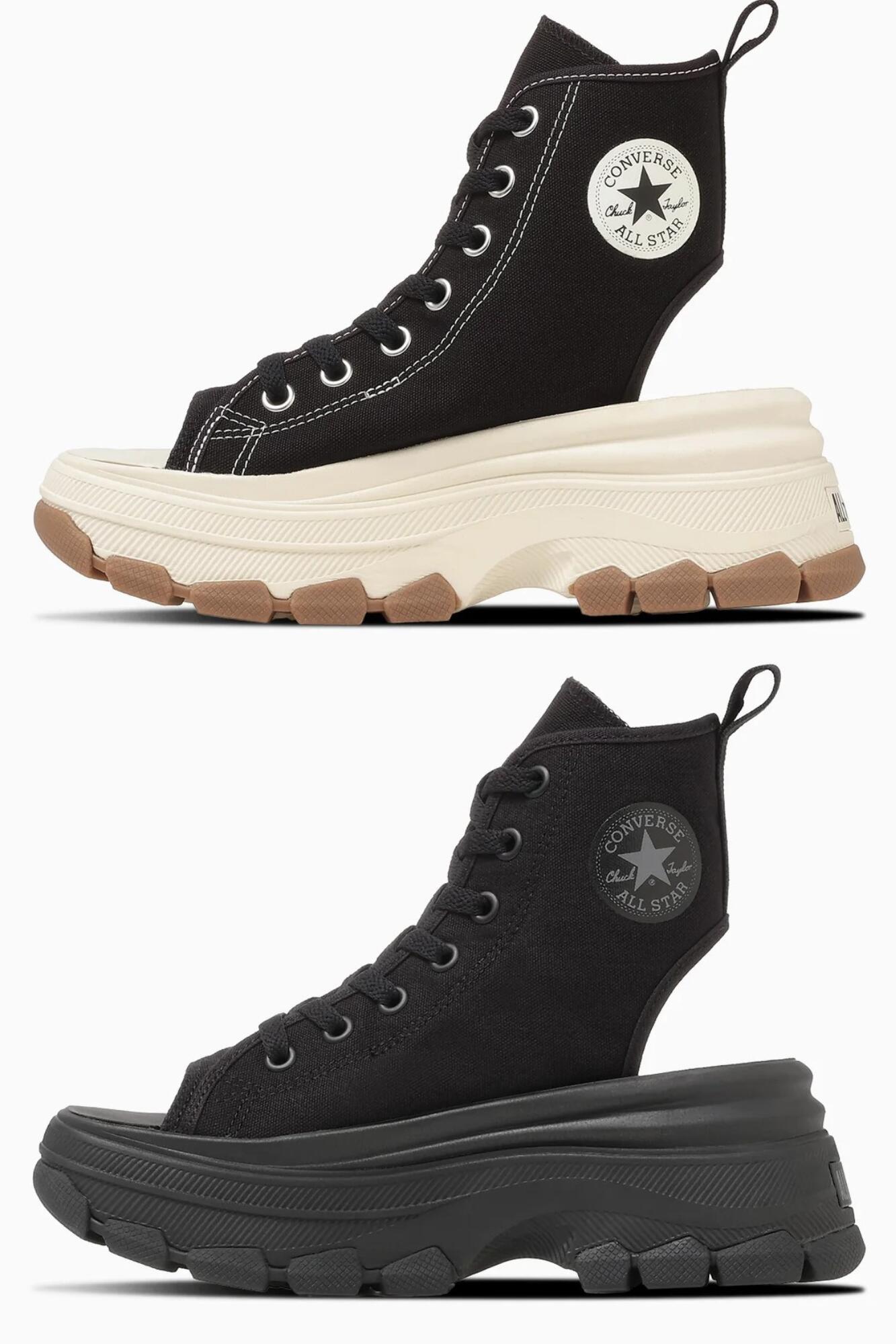 converse ALL STAR TREKWAVE CUTOUT SANDAL コンバース オールスター トレックウエーブ カットアウト サンダル 厚底 BLACK 黒 BLKMONO ブラックモノクローム 22cm～26cm