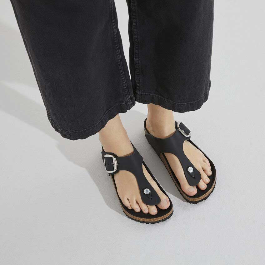 BIRKENSTOCK ビルケンシュトック Gizeh Big Buckle(ギゼ ビッグバックル) ブラック 1023334 (レギュラーフィット 幅広)天然皮革 オイルドレザー レディース サンダル トング ミュール クロッグ コンフォート ドイツ製「正規品」 「靴」