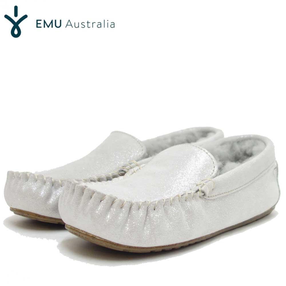 エミュー Emu W W Cairns 靴 靴 Metallic ケアンズ エミュー メタリック レディース カラー シルバー シープスキン スリッポン モカシン 靴 靴のシナガワ保温性抜群の快適モカシン ムートンシューズ