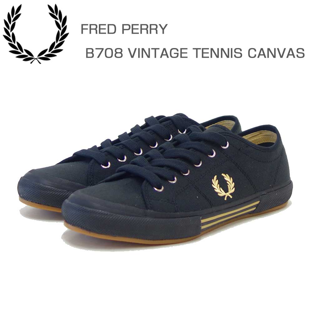 FRED PERRY フレッドペリー B233290A(メンズ)B708 VINTAGE TENNIS CANVAS (ヴィンテージ テニス キャンバス) カラー:ブラック ローカット スニーカー 「靴」|靴のシナガワ