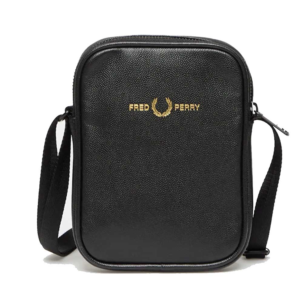 フレッドペリー バッグ FRED PERRY SCOTCHGRAIN LEATHER SIDE BAG L1189 (102:BLACK) ショルダー ボディバッグ サイドバッグ