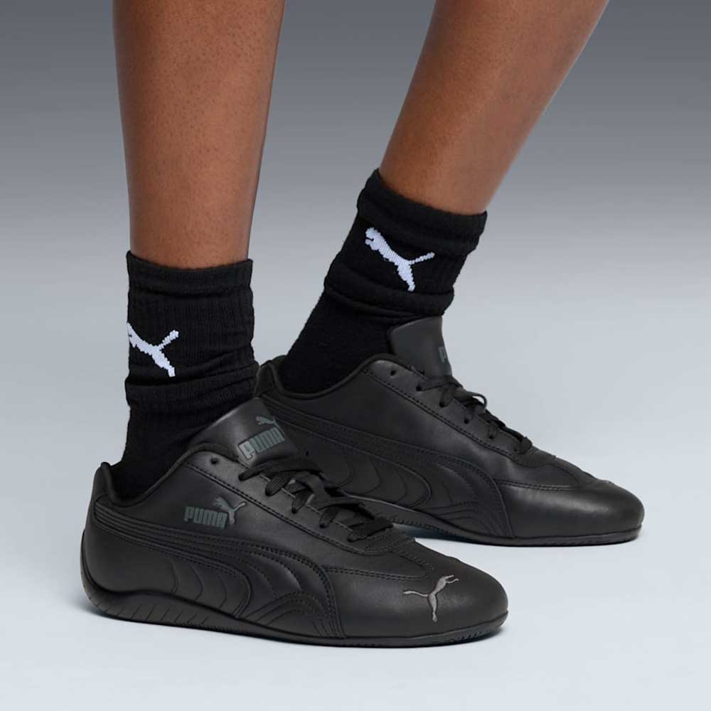 プーマ PUMA スピードキャット フルレザー 405449 01 PUMA Black-Shadow Gray(レディース)スムース 天然皮革 ローカット スニーカー ストリート カジュアル「靴」|靴のシナガワ