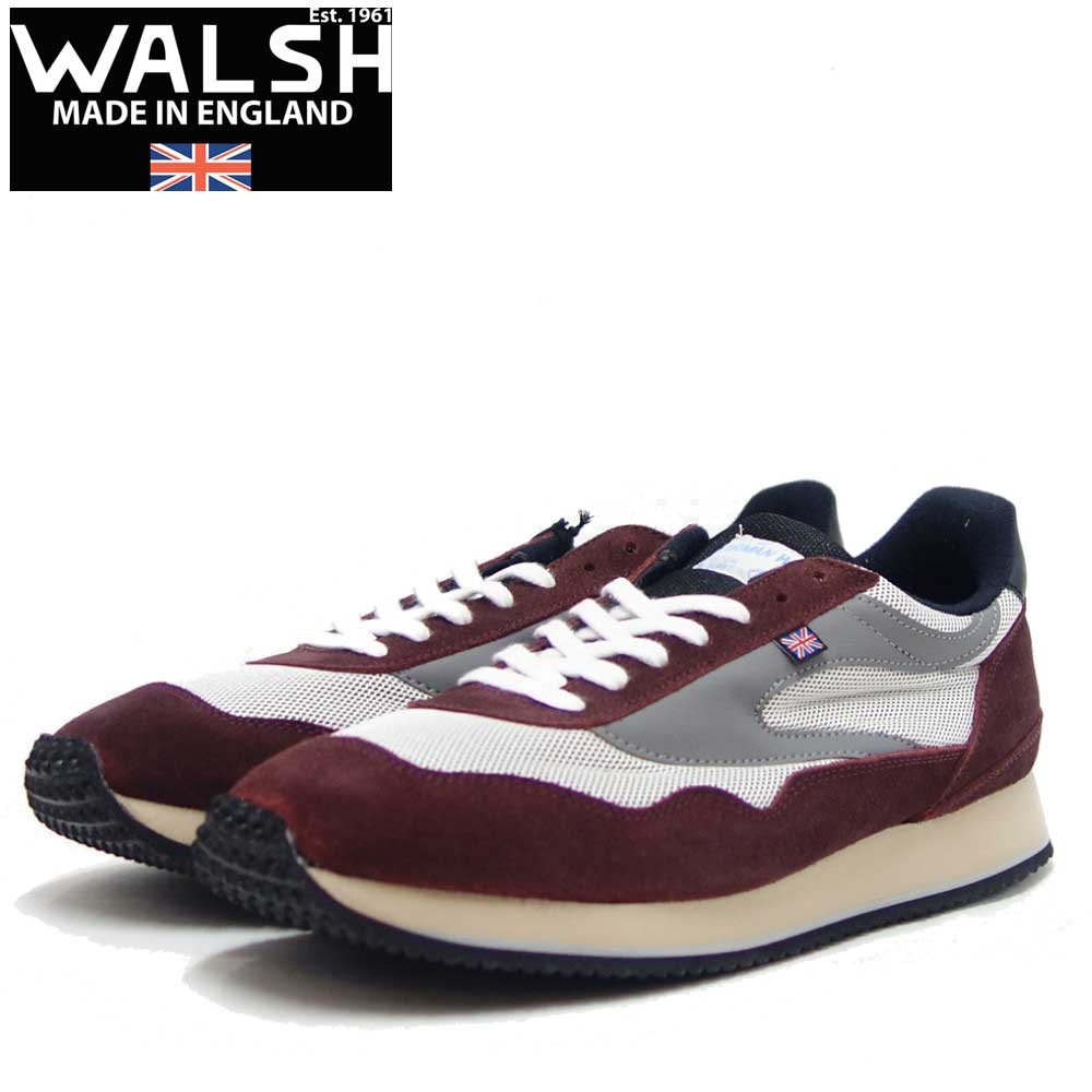 楽天市場 Walsh ウォルシュ Enc ユニセックス Ensign Classic カラー ホワイト バーガンディ グレー 英国製 スエード ナイロンのランニングスニーカー 靴 靴のシナガワ