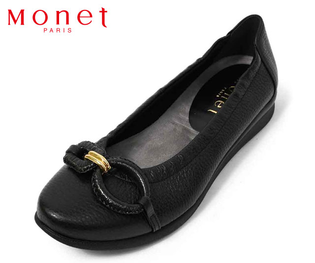 【貨物輸送無料】 モネ Monet 881522 リボンバレエシューズ 平ったいシューズ レディースパンプス 4E 幅ひろい 日本製 本革 生まれながらなめし革 なめし革 履き分かりやすい 歩き分かりやすい 疲れにくい パステル色の レディース 成人女性 靴 黒いこと