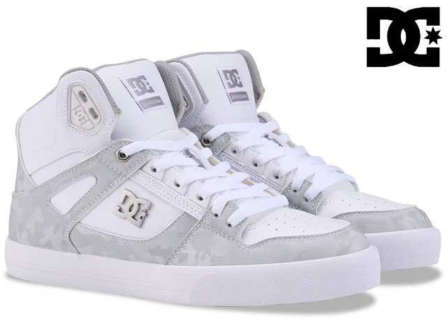 【送料無料(沖縄、離島除く)】 DC SHOES DM254301 PURE HIGH-TOP SE SN メンズスニーカー ハイカットスニーカー スケートシューズ 紐靴 ひも靴 紳士 DCシューズ ディーシーシューズ ピュアハイトップ 靴 WSL ホワイト/シルバー