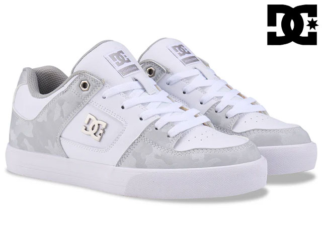 【送料無料(沖縄、離島除く)】 DC SHOES DM254303 PURE SE SN メンズスニーカー ローカットスニーカー 紐靴 ひも靴 紳士 ピュア DCシューズ ディーシーシューズ 靴 WSL ホワイト/シルバー