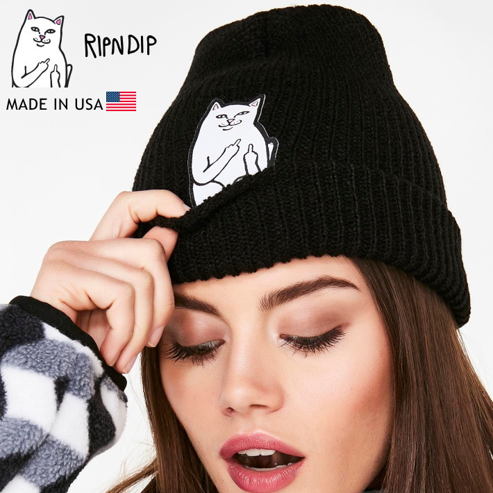 ニット王冠 ニット帽 メンズ レディース Ripndip リップンディップ 送料無料 素適 あした訳ないフィット 鳥打ち帽 銘柄 にゃんにゃん ねこ ネコ アメリカ製 Usa実直インポート Rnd18h90 進物 贈物 過半の知名芸能マンパワーも内輪で愛用して候うスケーターブランド