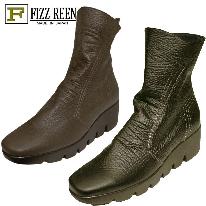 【22.0珊・23.0珊・24.0珊】 のみになりました《FIZZ REEN フィズリーン》 5013『FIZZ REEN 魅せるひな形とはきごこちの良さで拠りどころの日本製レディースシューズ・ブランド名』御前上等革の一般受け厚底（プラットホーム）ブーツです