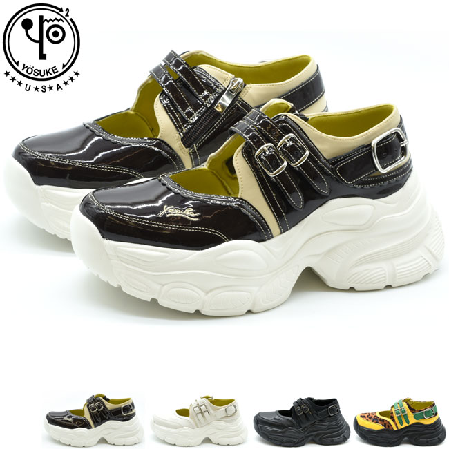 ヨースケ YOSUKE 厚底スニーカー バレエスニーカー メリージェーン ストラップ ベルクロ レディース 全4色 S M L LL 黒 白 ブラック ホワイト 2810147