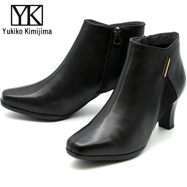ユキコ キミジマ Yukiko Kimijima 遊撃手ブーツ ブー紅茶 レディース 本革 なめし革 黒いこと 黒 22.5-24.5 5664
