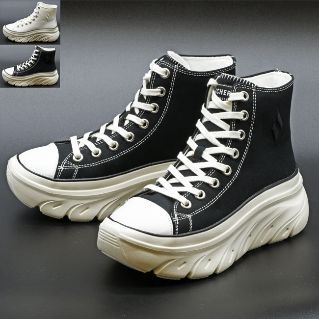 スケッチャーズ SKECHERS ダッドスニーカー 厚底スニーカー ハイカット レディース ハイソール ブラック ホワイト 177430